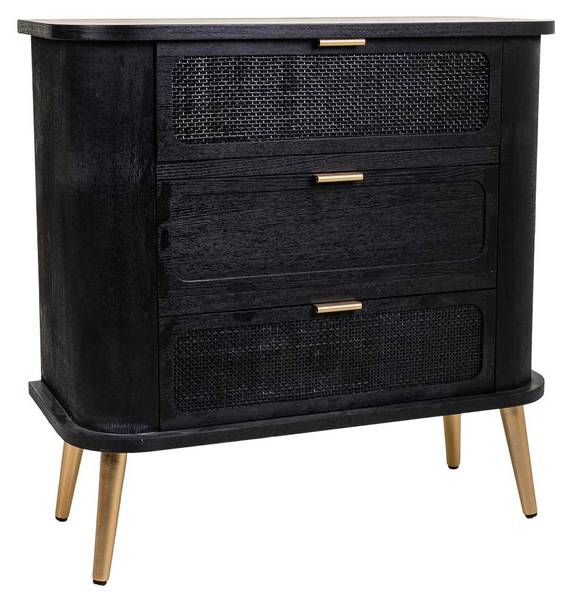 Kommode Elek Schwarz - Holz teilmassiv - 80 x 81 x 35 cm