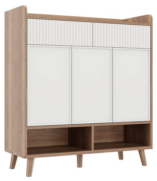 Schuhschrank NaturWoody Ⅳ Weiß - Holzwerkstoff - 90 x 100 x 35 cm