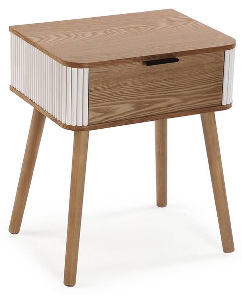 Nachttisch Leiah Weiß - Holzwerkstoff - Holz teilmassiv - 33 x 51 x 43 cm