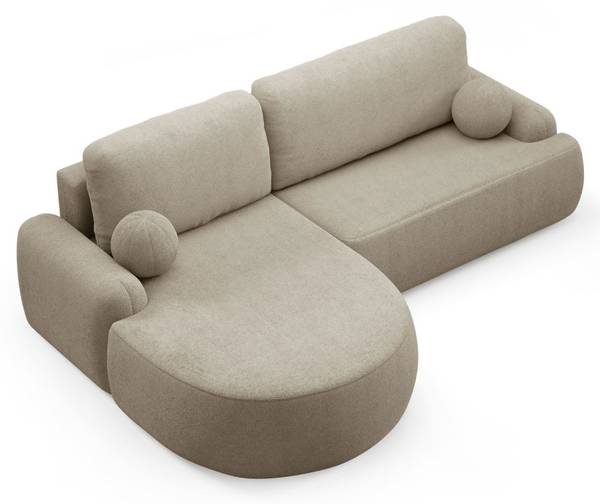 Rundes Ecksofa CLEO  mit Schlaffunktion Beige - Polyester - 264 x 89 x 172 cm