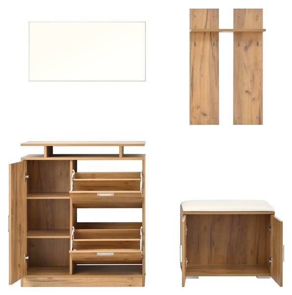 Kledingkastset NaturSHEF bruin - plaatmateriaal op houtbasis - 35 x 133 x 140 cm
