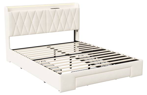 Doppelbett Stauraum TSGHP59 Beige - Metall - Massivholz - 217 x 108 x 165 cm