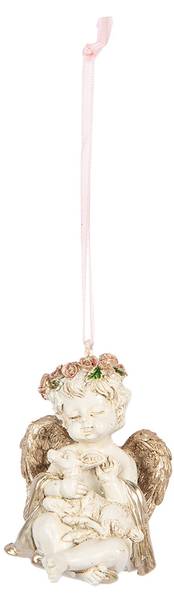 Kersthanger Engel XM665707 beige - kunststof - 4 x 6 x 5 cm