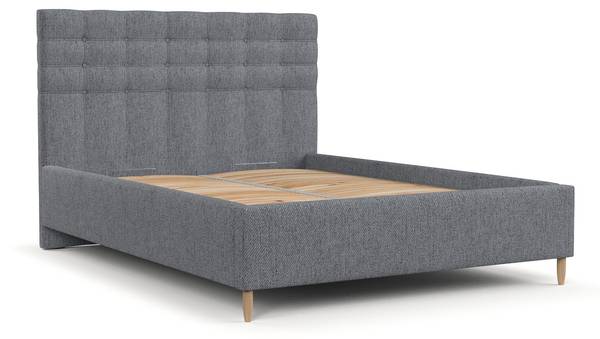 Polsterbett SOMA mit Stauraum Stoff Neve Dunkelgrau - Liegefläche Breite: 140 cm
