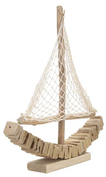 Skulptur Barca Nature Braun - Massivholz - 7 x 45 x 45 cm