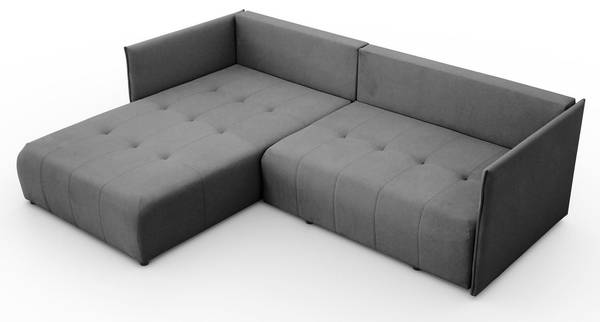 Ecksofa APOLLO L mit Schlaffunktion Grau - Polyester - 246 x 93 x 188 cm