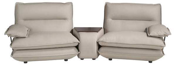 Canapé 2 places cuir gris taupe Gris - Pin - Noyer - Acier inoxydable - 282 x 93 x 93 cm