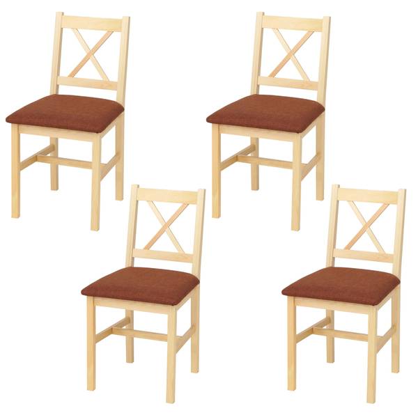 Eetkamerstoel F77 (set van 4) oranje - grenenhout