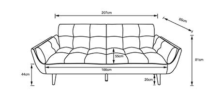 PLAYBOY Schlafsofa, 3-Sitzer, SCARLETT Blau - Nachtblau