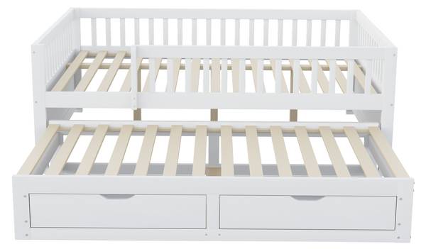 Ausziehbett K-617 Weiß - Holzwerkstoff - 145 x 78 x 205 cm