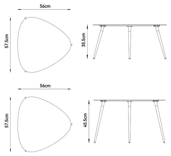 Couchtisch-Set Aymavilles 2-tlg. Grau - Stahl - 58 x 46 x 56 cm