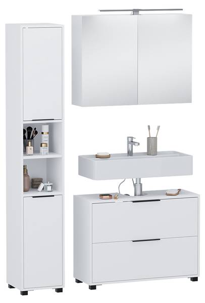 Meubles bain Alina 59653 lot de 3 Blanc - Acier - 80 x 60 x 30 cm