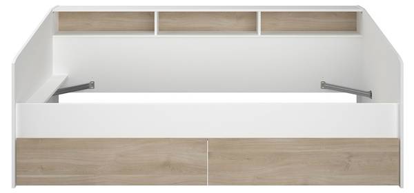 Bettrahmen PAULETTE Braun - Weiß - Holz teilmassiv - 113 x 82 x 203 cm