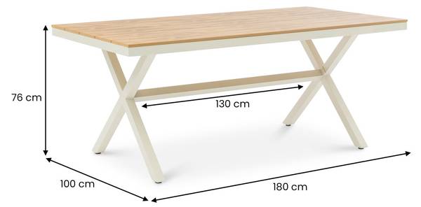 Gartenmöbelset ISOLA Beige - Metall - Kunststoff - 180 x 76 x 100 cm