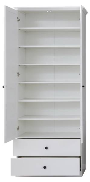 Garde-robe BrandsonBaxter Blanc - En partie en bois massif - 81 x 196 x 41 cm