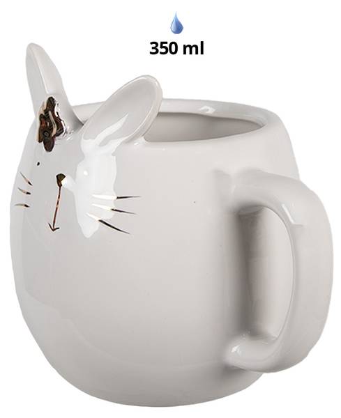 Mok Konijn Louk&Cups wit - porselein - 13 x 10 x 11 cm