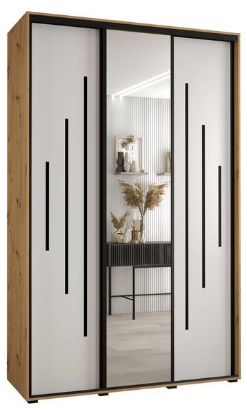 ARMOIRE À PORTES COULISSANTES DAVOS 13 Imitation chêne - Blanc - Largeur : 160 cm