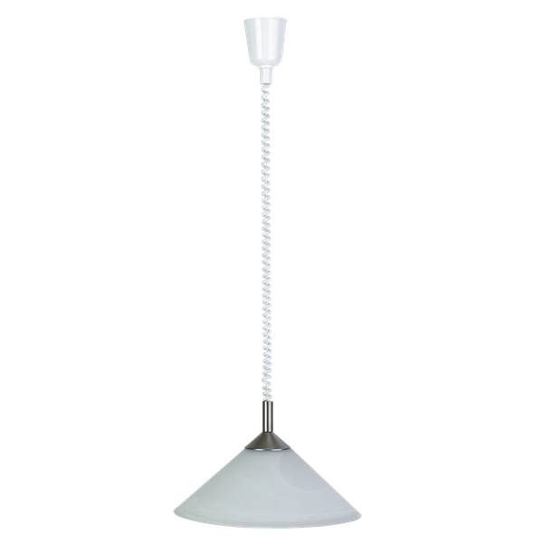 Hängelampe, Ø 40 cm, Rollizug, 80 cm Weiß - Glas - 40 x 80 x 40 cm