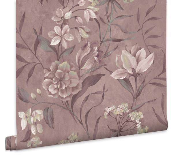 Vliestapete Blairmore Blumen Violett - Fleece - 52 x 1000 x 2 cm
