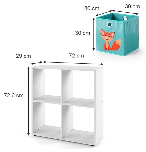 Raumteiler Tetra 30576 Weiß - Holzwerkstoff - 73 x 72 x 29 cm