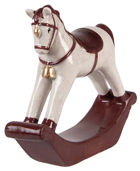 Beeld Hobbelpaard Xmas-Dylan beige - keramiek - 4 x 14 x 15 cm