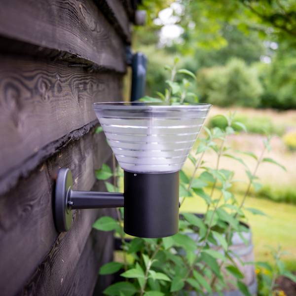 Solar Wandleuchte LED Rome Schwarz - Metall - 23 x 27 x 23 cm