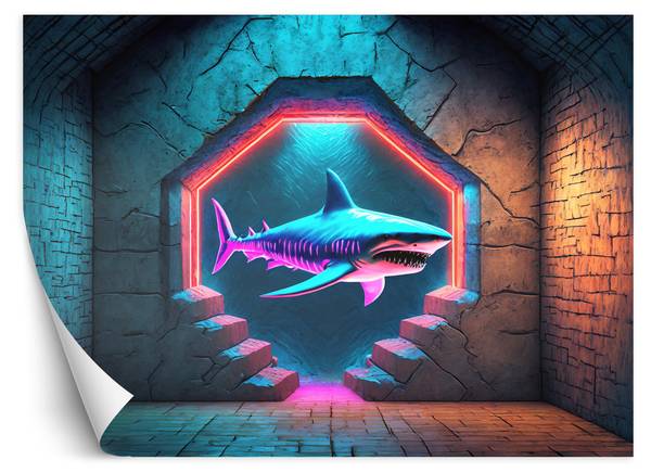Fototapete Delphin Tiere Neon 350 x 245 cm