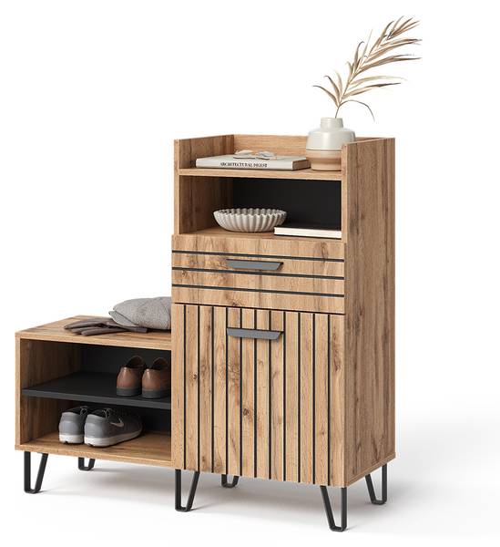 Schoenenkast Amber 55558 bruin - plaatmateriaal op houtbasis - 100 x 100 x 38 cm