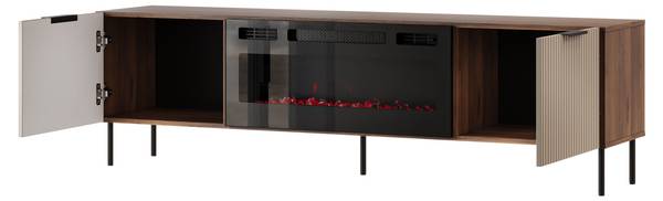 TV-Lowboard Almera mit Kamin Braun - Holzwerkstoff - 181 x 53 x 42 cm