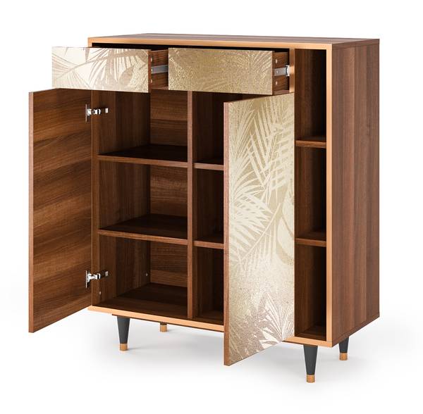 Sideboard BS6 Walnuss Beige - Holzwerkstoff - 110 x 94 x 41 cm