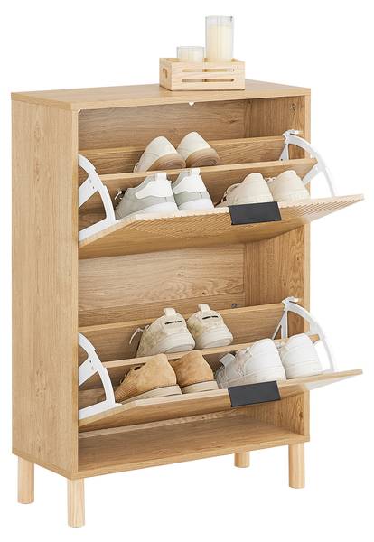 Étagère à chaussures 2 portes FSR200-N Marron - Bois manufacturé - 60 x 88 x 24 cm