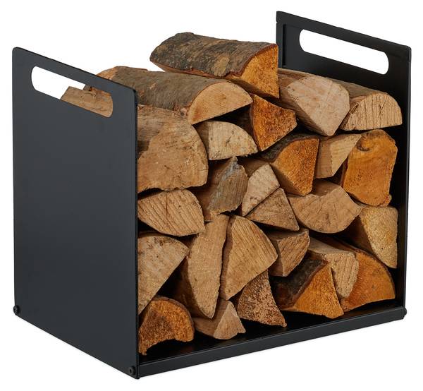 Modernes Kaminholzregal aus Metall Schwarz - Eisen - 40 x 35 x 30 cm