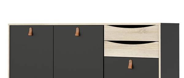 Sideboard Sady Schwarz - Holz teilmassiv - 147 x 87 x 40 cm