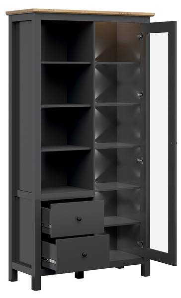 Geschirrschrank Duck Grau - Holzwerkstoff - 106 x 203 x 44 cm