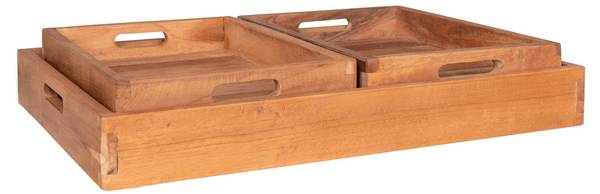 Tablett Leuchtturm Braun - Teakholz - 39 x 5 x 29 cm