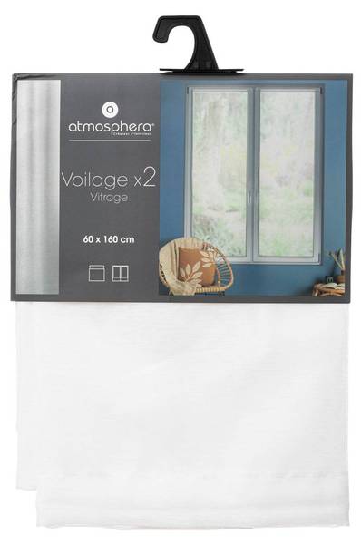 Lot de 2 voilages MOLY Blanc - Textile - 1 x 160 x 60 cm