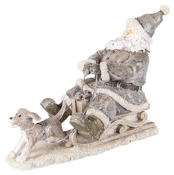 Figur Weihnachtsmann Weihnachten-Eli Grau - Kunststoff - 8 x 16 x 24 cm