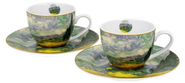 Tasse Van Gogh mit Untertasse 2er Set Blau - Porzellan
