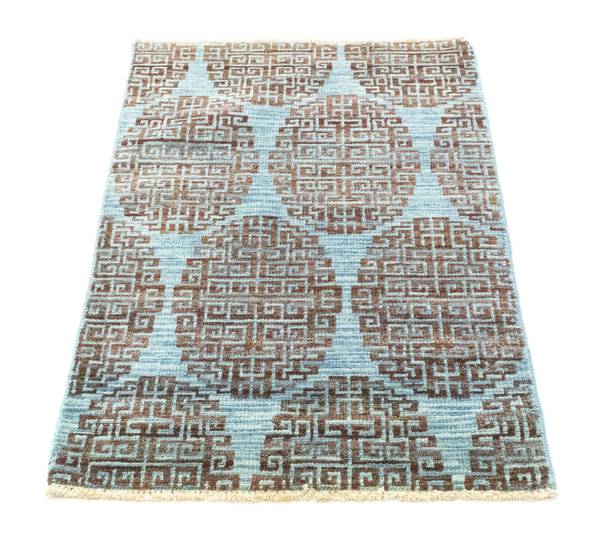 Handgeknüpft Vintageteppich Blau - Wolle - 60 x 1 x 96 cm