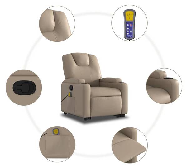 Massagesessel mit Aufstehhilfe 3032383-2 Braun - Kaffeebraun