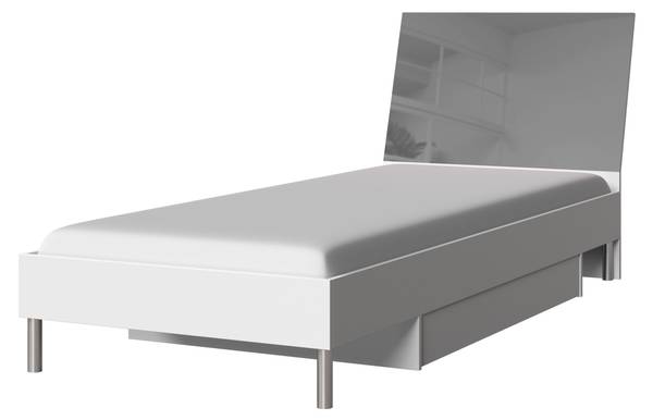 Jugendbett Raj Hochglanz Grau - Weiß