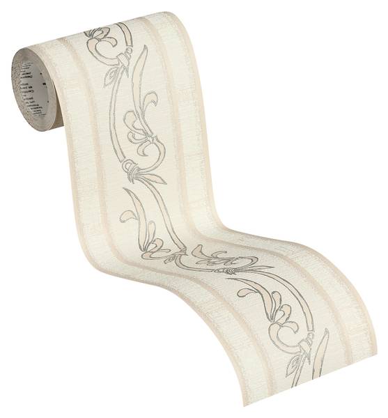 Bordüre 3809 selbstklebend Barock Optik Beige - Silber - Papier - 13 x 500 x 1 cm