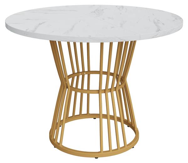 Esstisch Aizu Weiß - Holzwerkstoff - Metall - 100 x 75 x 100 cm