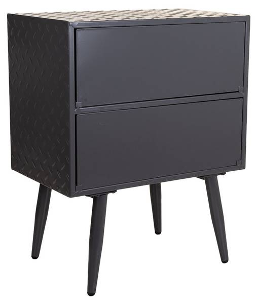 Nachttisch Volga Grau - Metall - 50 x 62 x 30 cm