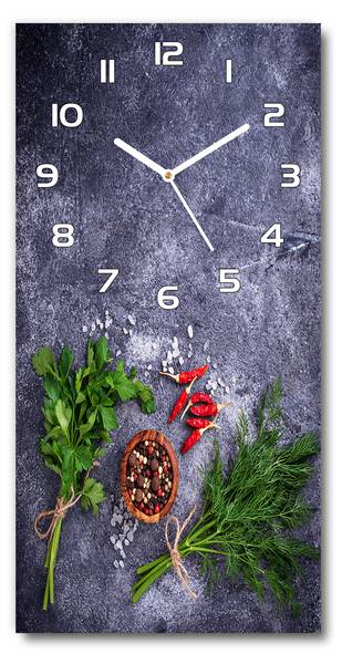 Wanduhr Blaubeeren Weiß - Glas - 30 x 60 x 1 cm