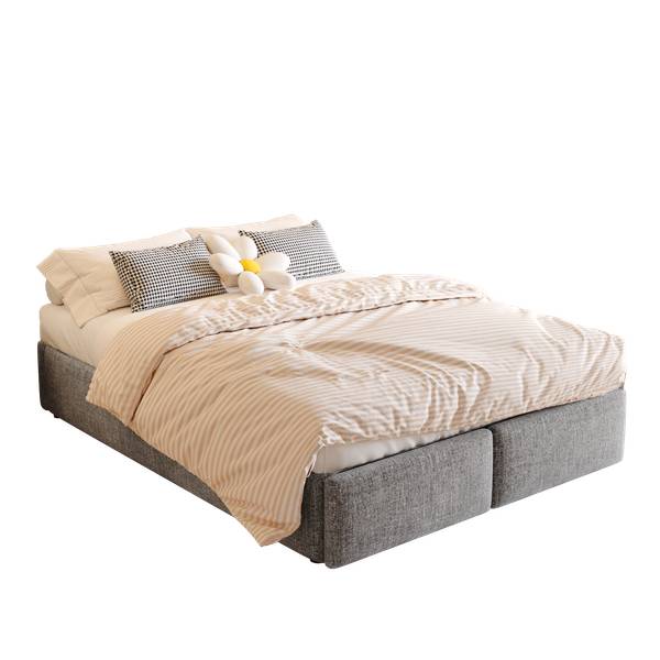 Plattformbett K-1324 Grau - Holzwerkstoff - 141 x 32 x 203 cm
