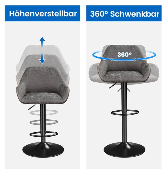 Barhocker ARC64 2-er Set Grau