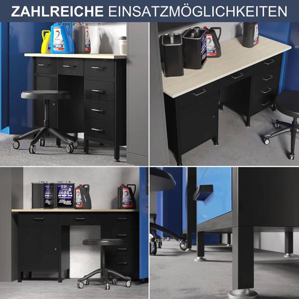 Werkbank FRANK 1 Schließfach Schwarz