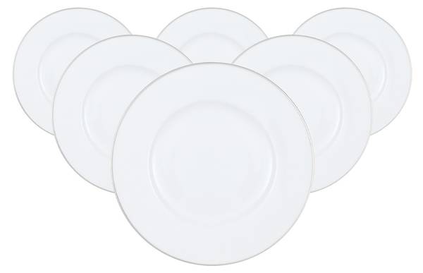 Frühstücksteller Anmut Platinum 6er Set Weiß - Porzellan - 23 x 2 x 23 cm