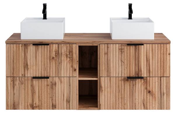 Doppelwaschtisch ZEVARA Beige - Tiefe: 140 cm